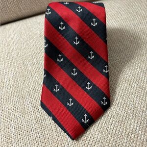 Alynn Nautical Anchor Tie Red Navy Stripe - Preppy Yacht Club